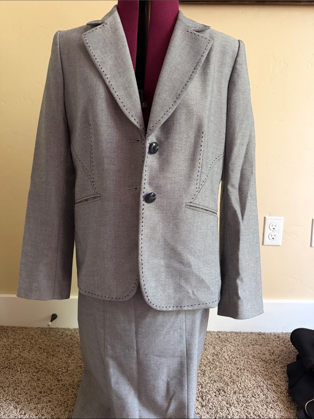 ANTONIO MELANI Women's Light Gray Tweed Tailored Blazer Suit and skirt